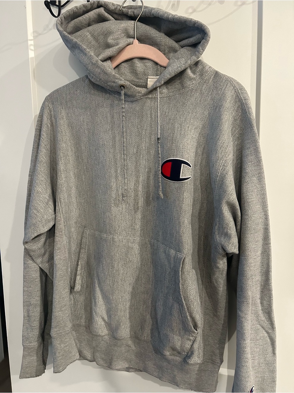 Champion Gray Pullover Hoodie with Signature C Patch